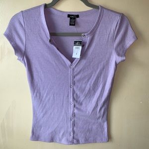 Purple Button Up Short Sleeve Shirt